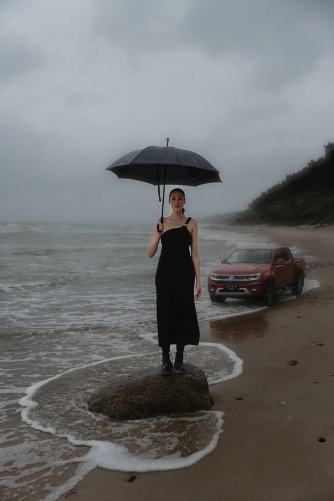 Automobilių nuoma Kaune ADMITA – Volkswagen pikapas prie jūros