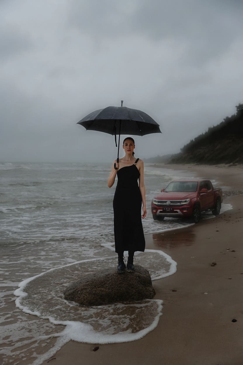 Automobilių nuoma Kaune ADMITA – Volkswagen pikapas prie jūros